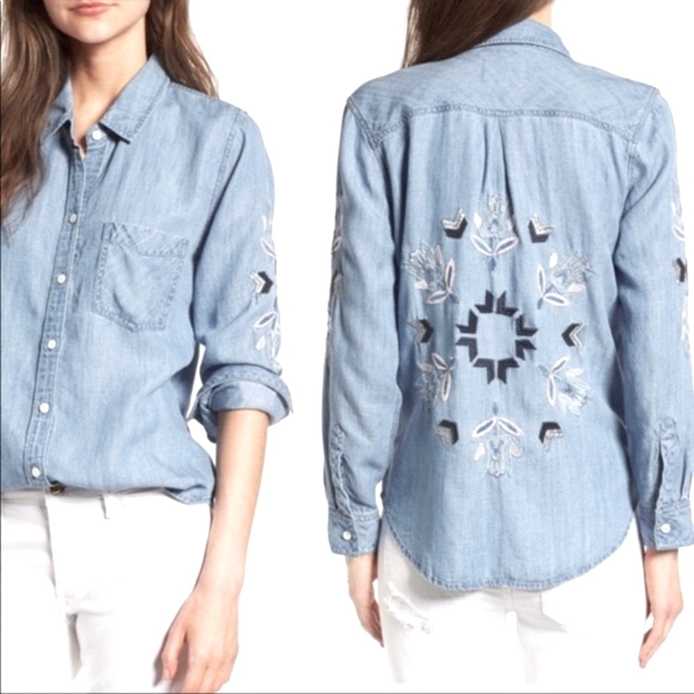 Rails savanah embroidered tencel top